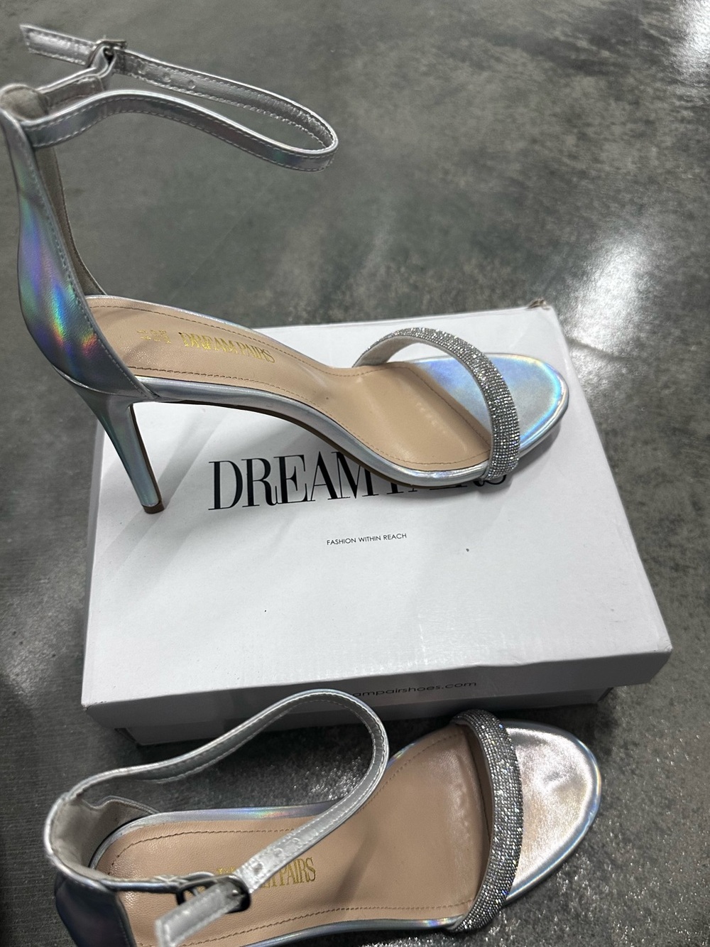 Dream Pairs Silver Glitter Ankle-Strap High Heel Sandals